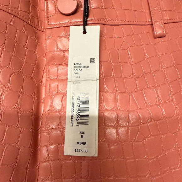 Alice + Olivia Coral Croc-Embossed Wide Leg Pants - Picture 3 of 9